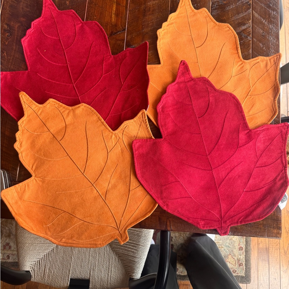 Autumn Leaf Placemat Set - Red & Orange
